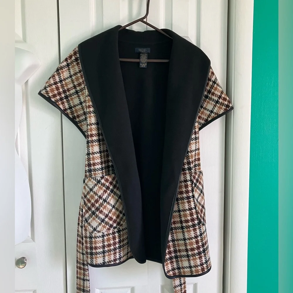 ⚡️RACHEL Rachel Roy Brown & Black Textured Cape - Picture 5 of 8